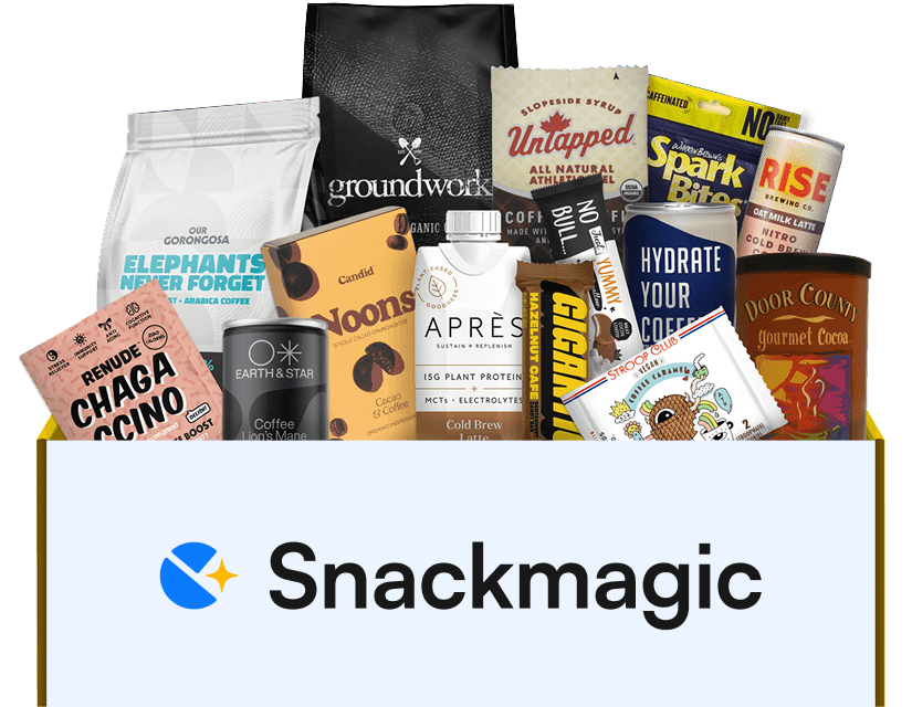 A Snackmagic box overflowing with snacks