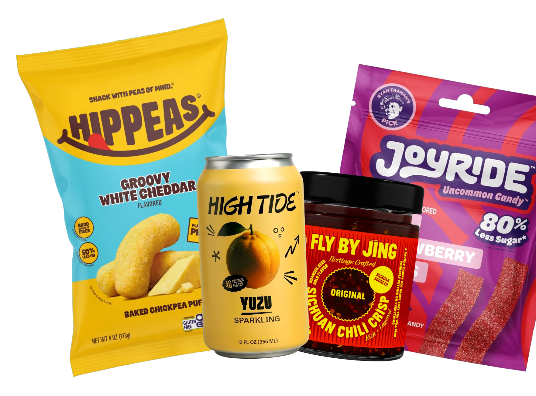 Assorted snack and beverage products